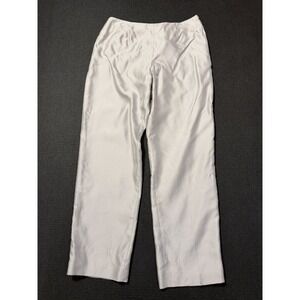 New SIGRID‎ OLSEN 100% Silk Orchard Moon Silver Gray Pants Size 8